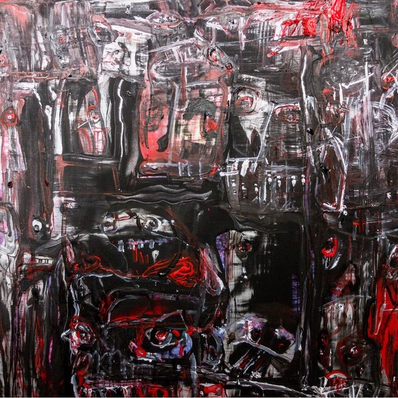 Demonic, demon, original large mixed media, dark devils, scary, art painting - Picture 8 of 11